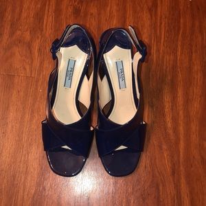 Authentic Prada block heel sandals